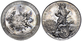 Bern. Silbermedaille 1891. Burgdorf. Kantonalschützenfest. 39.04 g. Richter (Schützenmedaillen) 215a. FDC Originalbox