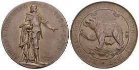 Bern. Kupfermedaille 1897. Bern. Kantonal-Schützenfest. 46.58 g. Richter (Schützenmedaillen) 234b fast unzirkuliert Originalbox