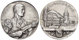 Bern. Silbermedaille 1906. Langnau. Kantonalschützenfest. 38.00 g. Richter (Schützenmedaillen) 256b. Selten  unzirkuliert kleiner Randfehler
