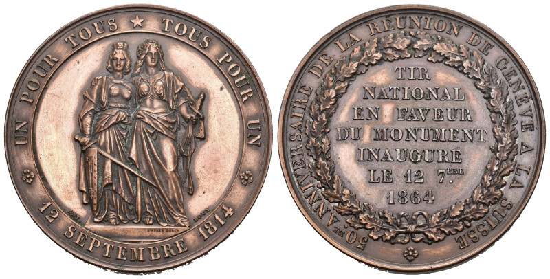 Schweiz | Switzerland | Suisse | Svizzera Genf / Genève. Kupfermedaille 1864. Ge...