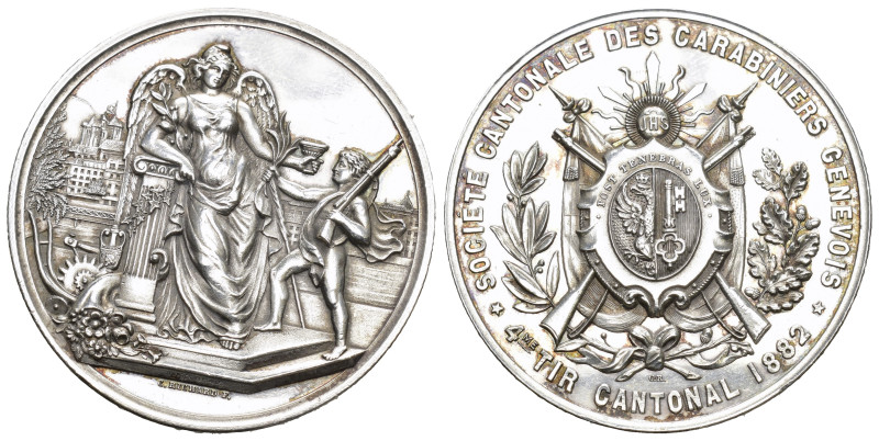 Schweiz | Switzerland | Suisse | Svizzera Genf/Genève. Silbermedaille 1882. Genè...