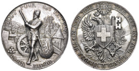 Genf/Genève. Silbermedaille 1887. Genève. Tir fédéral. 38.81 g. Richter (Schützenmedaillen) 628b. Marktverfügbarkeit: Weniger als ca. 400 Exemplare be...