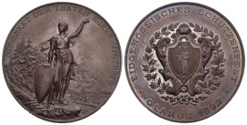Glarus. Kupfermedaille 1892. Glarus. Eidgenössisches Schützenfest. 41.96 g. Richter (Schützenmedaillen) 808e. FDC in Originalbox