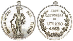 Tessin/Ticino. Silbermedaille 1862. Lugano. Tiro cantonale. 9.45 g. Richter (Schützenmedaillen) 1357b unzirkuliert