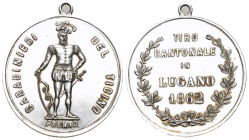 Tessin/Ticino. Silbermedaille 1862. Lugano. Tiro cantonale. 9.45 g. Richter (Schützenmedaillen) 1357b unzirkuliert
