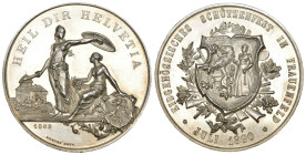 Thurgau. Silbermedaille 1890. Frauenfeld. Eidgenössisches Schützenfest. 38.62 g. Richter (Schützenmedaillen) 1250b bis unzirkuliert