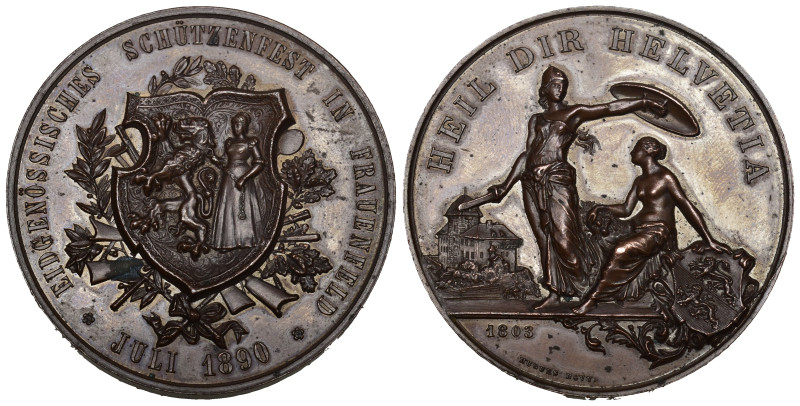 Schweiz | Switzerland | Suisse | Svizzera Thurgau. Kupfermedaille 1890. Frauenfe...
