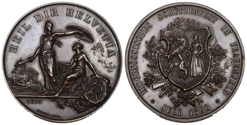 Schweiz | Switzerland | Suisse | Svizzera Thurgau. Kupfermedaille 1890. Frauenfe...