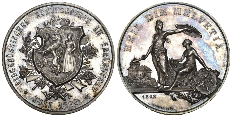 Schweiz | Switzerland | Suisse | Svizzera Thurgau. Silbermedaille 1890. Frauenfe...