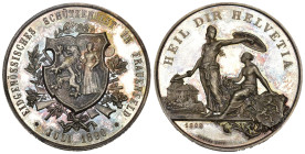 Thurgau. Silbermedaille 1890. Frauenfeld. Eidgenössisches Schützenfest. 38.62 g. Richter (Schützenmedaillen) 1250b Originalbox FDC