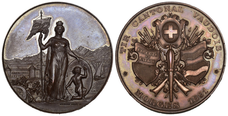 Schweiz | Switzerland | Suisse | Svizzera Waadt/Vaud. Kupfermedaille 1891. Morge...