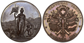 Waadt/Vaud. Kupfermedaille 1891. Morges. Tir cantonal. 51.59 g. Richter (Schützenmedaillen) 1584d. fst FDC kliener Randfehler