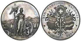 Waadt/Vaud. Silbermedaille 1891. Morges. Tir cantonal vaudois. 38.80 g. Richter (Schützenmedaillen) 1584b FDC