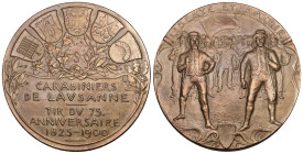Waadt / Vaud. Bronzemedaille 1900. Lausanne. Carabiniers. 75. anniversaire. Mit Gegenstempel "S" als Zeichen des Nach­verkaufs nach dem Schützenfest. ...