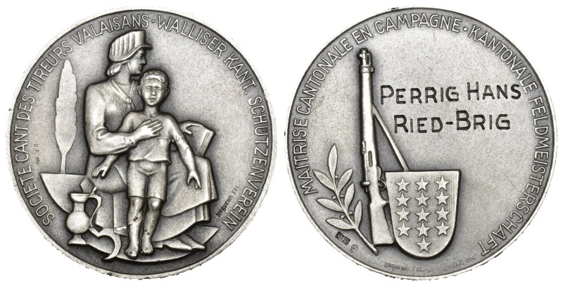 Schweiz | Switzerland | Suisse | Svizzera Wallis 1952 Feldmeisterchaft Silbermed...