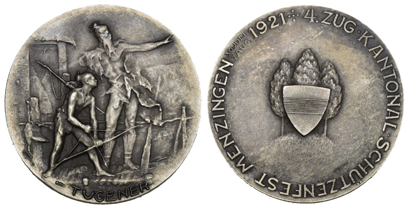 Schweiz | Switzerland | Suisse | Svizzera Zug. Silbermedaille 1921. Menzingen. 4...