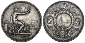 Zürich. Silbermedaille 1895. Winterthur. Zürcher Kantonalschützenfest. 52.12 g. Richter (Schützenmedaillen) 1746a. Originalbox FDC