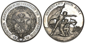 Zürich. Silbermedaille 1891. Winterthur. Eidgenössisches Schützenfest. 38.67 g. Richter (Schützenmedaillen) 1756b. Originalbox FDC