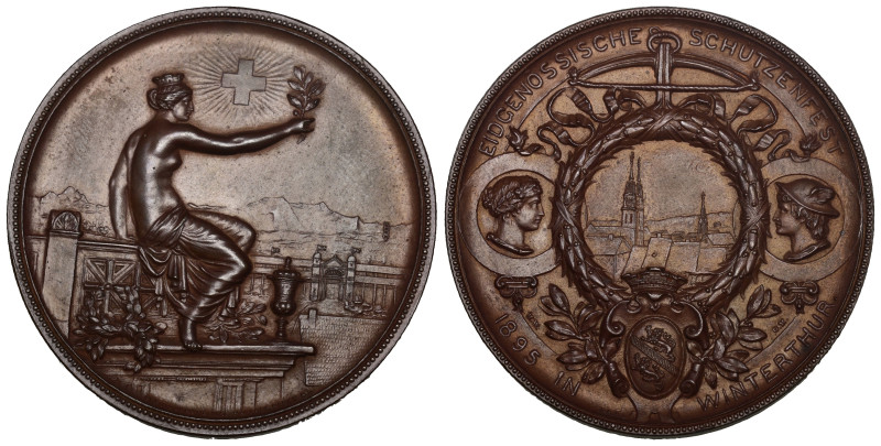 Schweiz | Switzerland | Suisse | Svizzera Zürich. Kupfermedaille 1895. Winterthu...