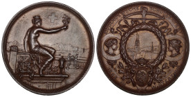 Zürich. Kupfermedaille 1895. Winterthur. Eidgenössisches Schützenfest. 38.06 g. Richter (Schützenmedaillen) 1756d. FDC Originalbox