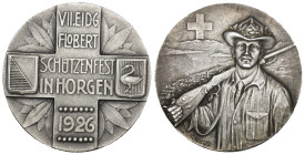 Zürich. Silbermedaille 1926. Horgen. VII. Eidgenössisches Flobertschützenfest. 23.71 g. Richter (Schützenmedaillen) 1829a. Selten / Rare. FDC