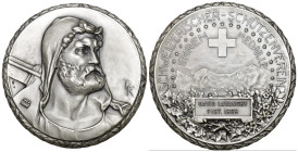Schweiz 1969 Verdienstmedaille Tell Silber Pistolenschützen 153.6g fast FDC