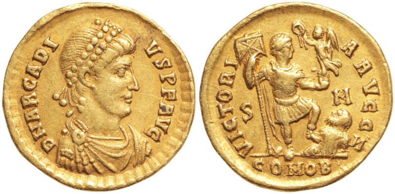 ARCADIUS 383-408 ap. J.-C.
Solidus, Sirmium. Son buste diadémé drapé et cuirassé...
