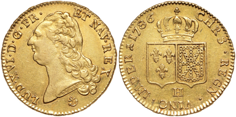 LOUIS XVI (1774-1792)
Double louis d'or à la tête nue, 1786 H, La Rochelle, 1er ...