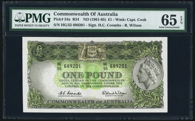 Australia Commonwealth of Australia 1 Pound ND (1961-65) Pick 34a PMG Gem Uncirc...
