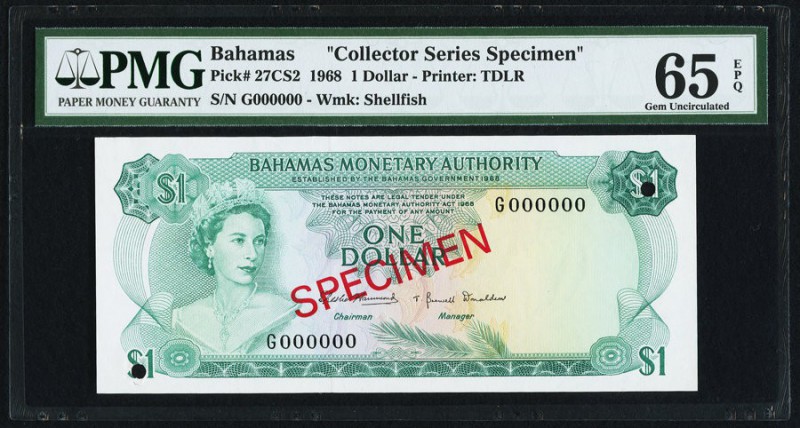 Bahamas Monetary Authority 1 Dollar 1968 Pick 27CS2 Collector Series Specimen PM...