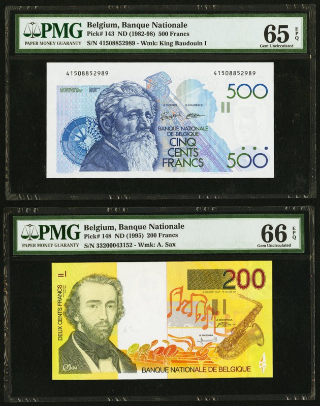 Belgium Banque National de Belgique 500; 200 Francs ND (1982-98); ND (1995) Pick...