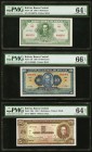 Bolivia Banco Central 5; 10; 5 Bolivianos 1928 (2); 1945 Pick 129; 130; 138a PMG Choice Uncirculated 64 EPQ (2); Gem Uncirculated 66 EPQ. 

HID0980124...