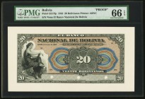 Bolivia Banco Nacional de Bolivia 20 Bolivianos 1910 Pick S217fp Proof PMG Gem Uncirculated 66 EPQ. 

HID09801242017