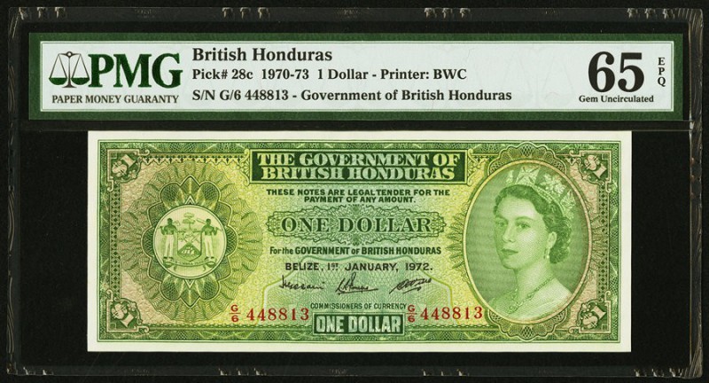 British Honduras Government of British Honduras 1 Dollar 1.1.1972 Pick 28c PMG G...