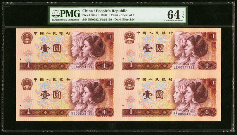 Matching Serial Number Sheets China People's Bank of China 1 Yuan 1980; 1990; 19...