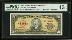 Cuba Banco Nacional de Cuba 20 Pesos 1958 Pick 80b Courtesy Autograph's PMG Choice Extremely Fine 45 EPQ. 

HID09801242017