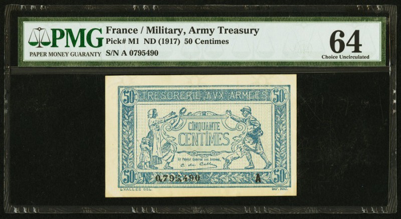 France Allied Military Currency 50 Centimes ND (1917) Pick M1 PMG Choice Uncircu...