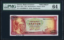 Greece Bank of Greece 100 Drachmai 1954 Pick 192s1 PMG Choice Uncirculated 64. 

HID09801242017