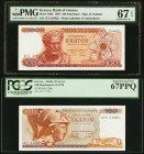 Greece Bank of Greece 100 Drachmai 1.10.1967; 8.12.1978 Pick 196b; 200b Two Examples PMG Superb Gem Unc 67 EPQ; PCGS Superb Gem New 67PPQ. 

HID098012...
