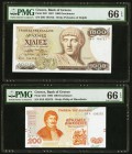 Greece Bank of Greece 1000; 200 Drachmaes 1987; 1996 Pick 202; 204 Two Examples PMG Gem Uncirculated 66 EPQ (2) 

HID09801242017