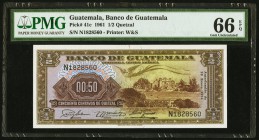 Guatemala Banco de Guatemala 1/2 Quetzal 18.1.1961 Pick 41c PMG Gem Uncirculated 66 EPQ. 

HID09801242017