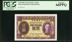 Hong Kong Government of Hong Kong 1 Dollar ND (1936) Pick 312 KNB2a PCGS Gem New 66PPQ. 

HID09801242017
