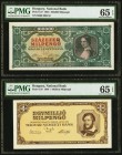 Hungary Magyar Nemzeti Bank 100,000; 1 Million Milpengo 1946 Pick 127; 128 Two Examples PMG Gem Uncirculated 65 EPQ (2). 

HID09801242017
