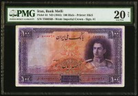 Iran Bank Melli 100 Rials ND (1944) Pick 44 PMG Very Fine 20 Net. Repaired; design redrawn.

HID09801242017