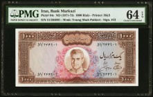 Iran Bank Markazi 1000 Rials ND (1971-73) pick 94c PMG Choice Uncirculated 64 EPQ. 

HID09801242017