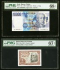 Italy, Spain, and Greece Group Lot of 4 PMG High Grade Examples. Italy Banca d'Italia 10,000 Lire 1984 Pick 112c PMG Superb Gem Unc 68 EPQ; Spain Banc...