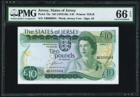 Jersey States of Jersey 10 Pounds ND (1976-88) Pick 13a PMG Gem Uncirculated 66 EPQ. 

HID09801242017