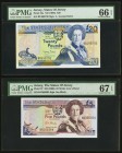 Jersey States of Jersey 20; 5 Pounds ND (1993); ND (2000) Pick 23a; 27 Two Examples PMG Gem Uncirculated 66 EPQ; Superb Gem Unc 67 EPQ. 

HID098012420...