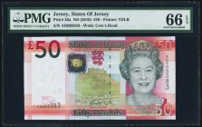 Jersey States of Jersey 50 Pounds ND (2010) Pick 36a PMG Gem Uncirculated 66 EPQ. 

HID09801242017