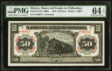 Mexico Banco del Estado de Chihuahua 50 Pesos 1913 Pick S135a M98a PMG Choice Uncirculated 64 EPQ. 

HID09801242017